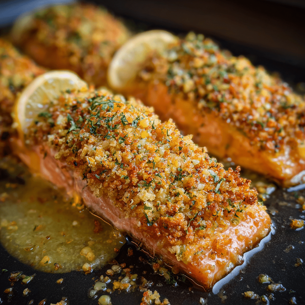 Sweet & Crunchy Panko Crusted Honey Mustard Salmon Recipe
